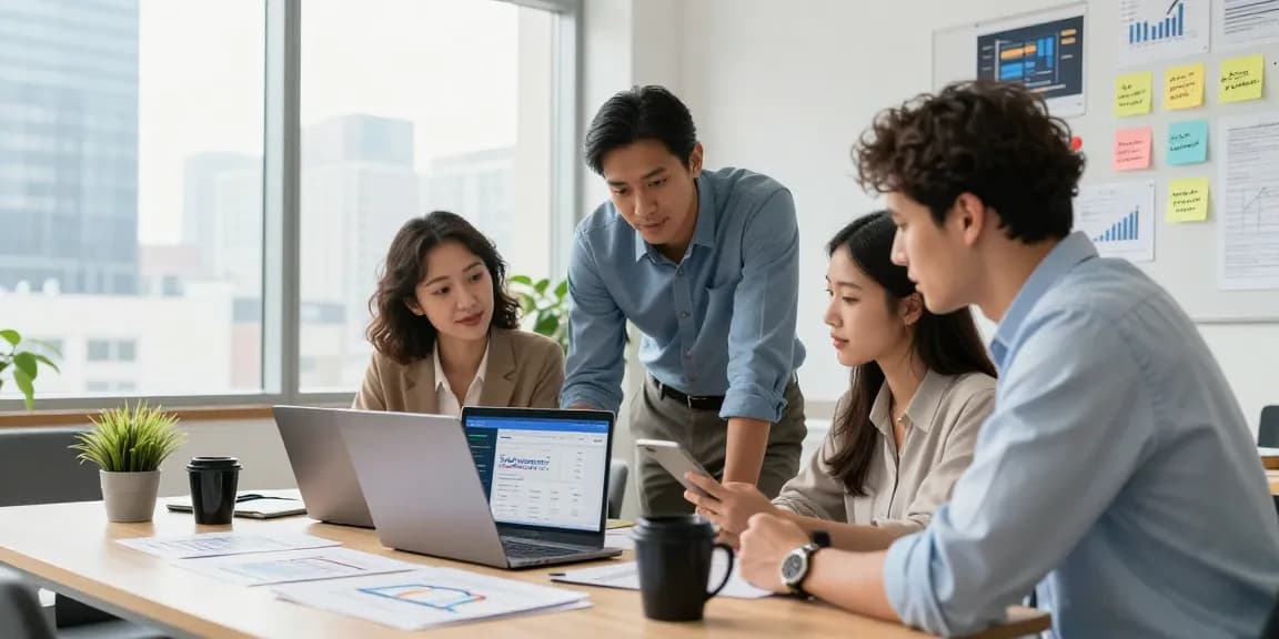 Team collaborating on the best payment gateway for business startup in a modern office
