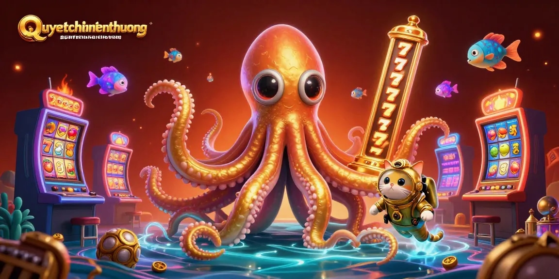 Experience thrilling gameplay in quyetchientienthuong with colossal characters and vibrant slot reels in action.