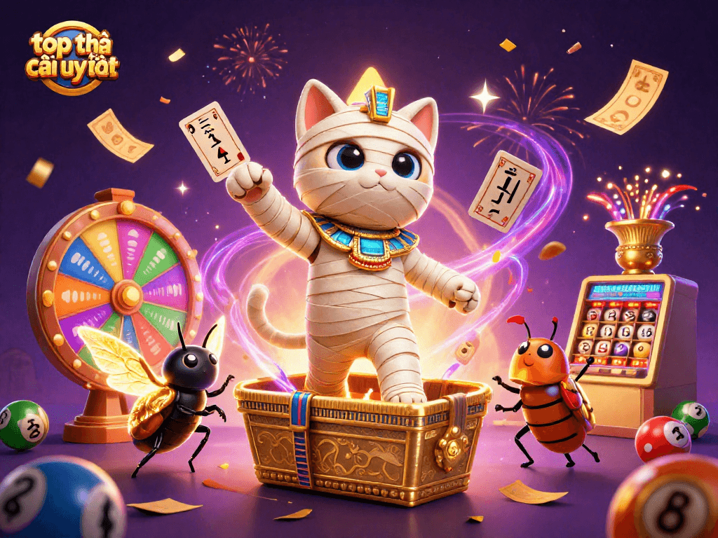 Engage with top nhà cái uy tín through vibrant lottery games and casino excitement in this vivid illustration.