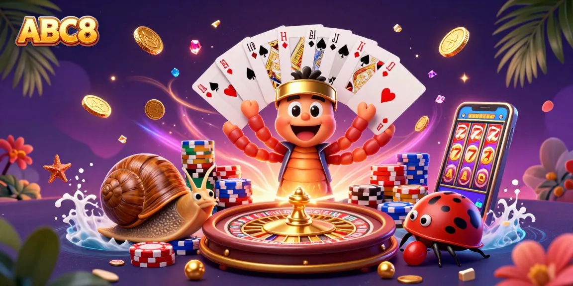 Experience ABC8's thrilling casino action with vibrant characters and a packed gaming scene.