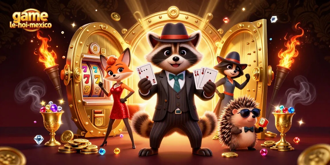 Engage with game-le-hoi-mexico as a suave raccoon, stylish fox, and hedgehog bouncer thrive in lavish slot gameplay.