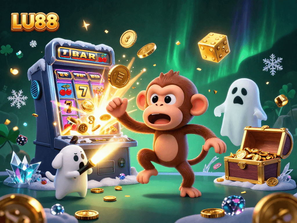 LU88 showcases players juggling coins in a vibrant casino scene full of excitement and winning potential.