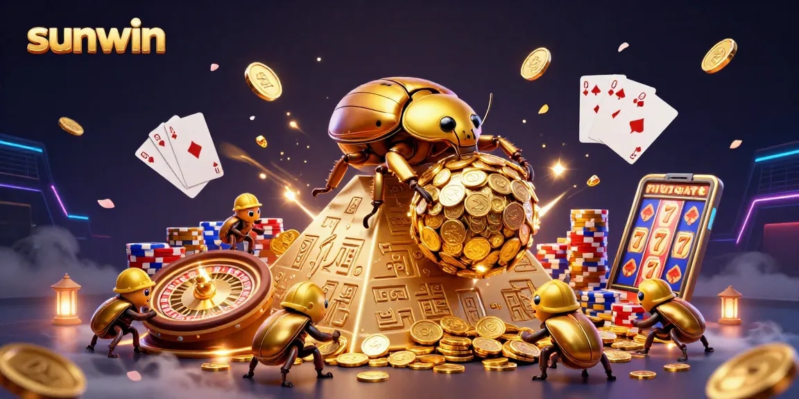 Experience the thrill of sunwin with energetic casino-themed characters and sparkling treasures.