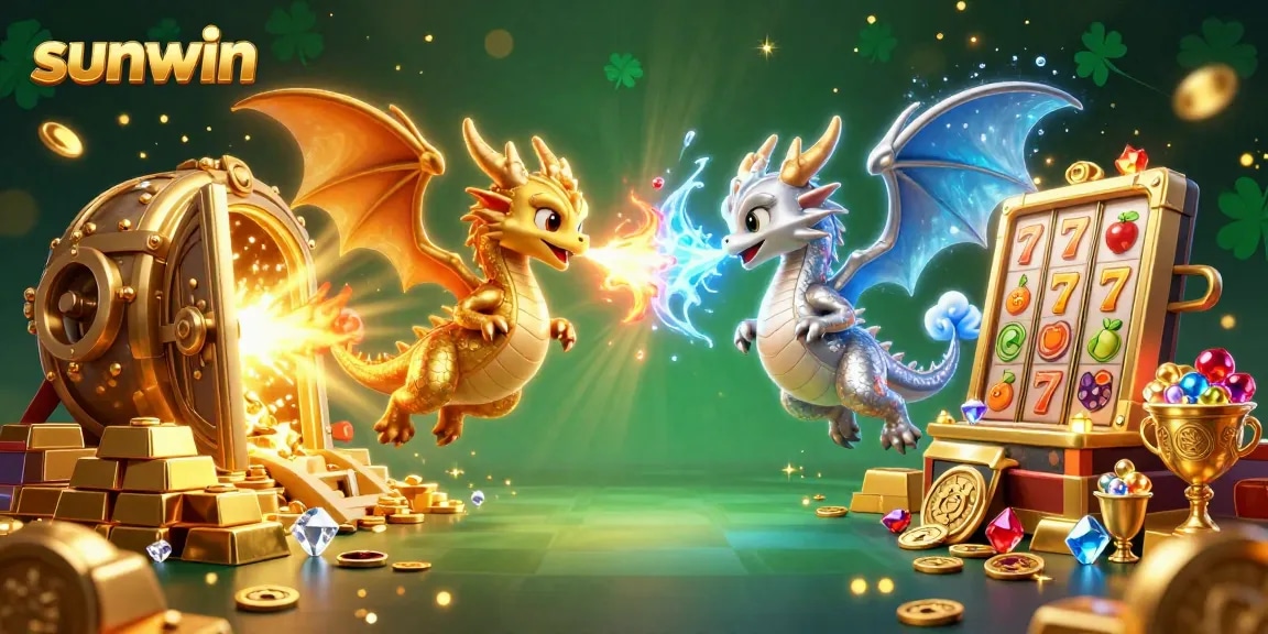 Elevate your gaming with sunwin's vibrant casino scene featuring dynamic dragons and treasures.