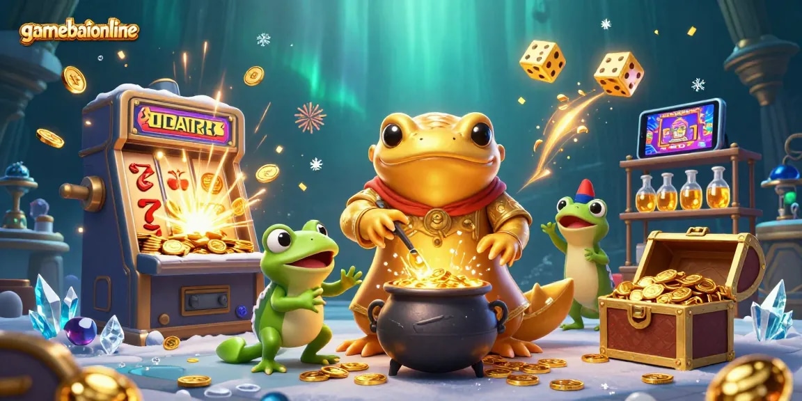 Experience thrilling gameplay with gamebaiionline as a golden salamander alchemist turns base metals into coins amidst a vibrant casino scene.