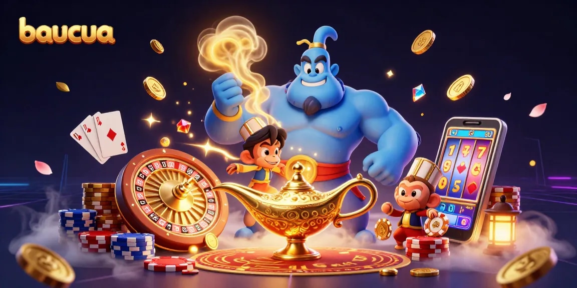 Engage in the thrilling baucua game experience with colorful poker chips and golden treasures!