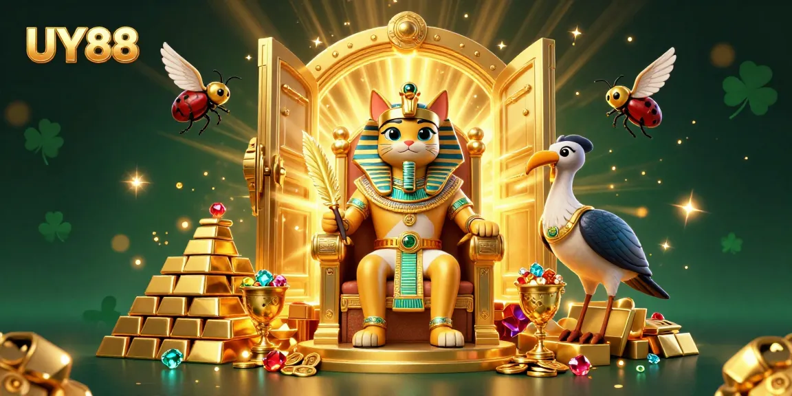 Experience the exciting betting scene at UY88, featuring vibrant casino elements and a dynamic Egyptian theme.