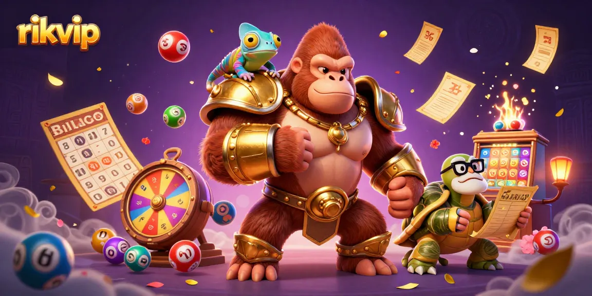 Experience the thrill of rikvip's vibrant gaming scene with a powerful gorilla king and colorful games.