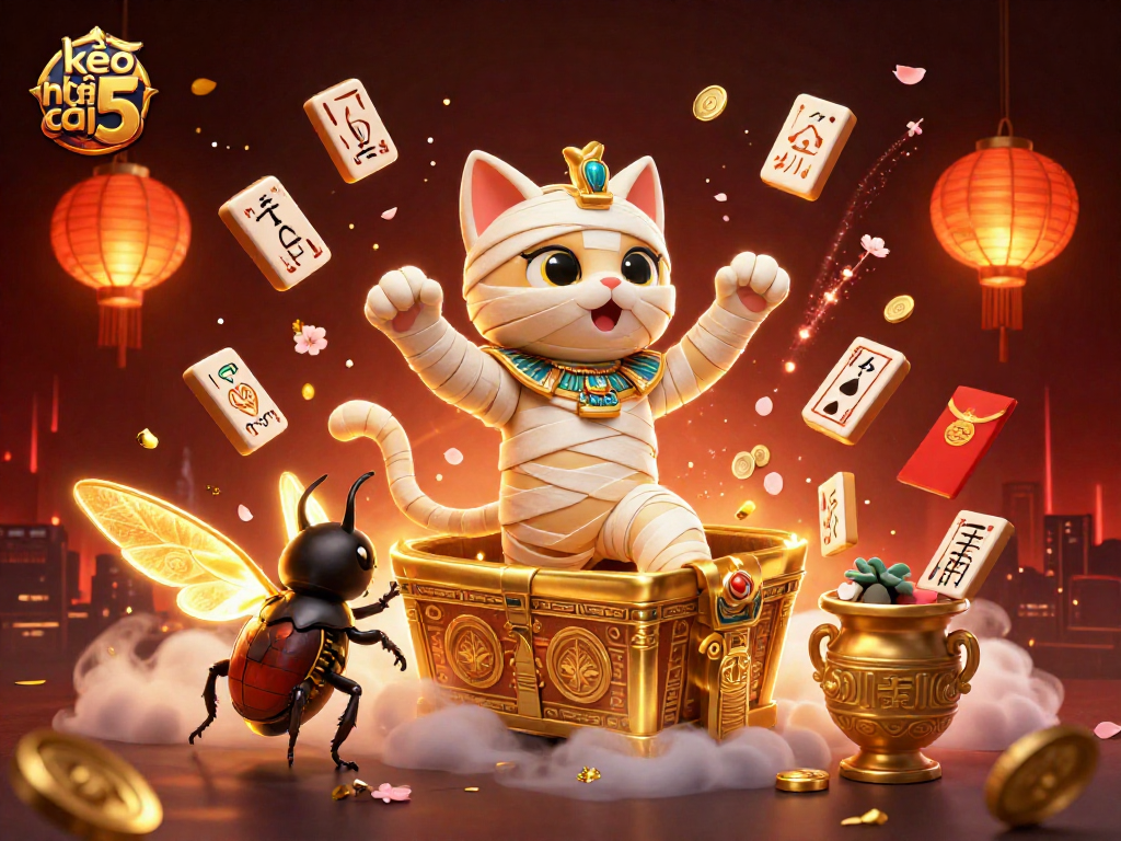 Engage with kèo nhà cái 5 as the Egyptian mummy cat reveals a vibrant pyramid casino scene.