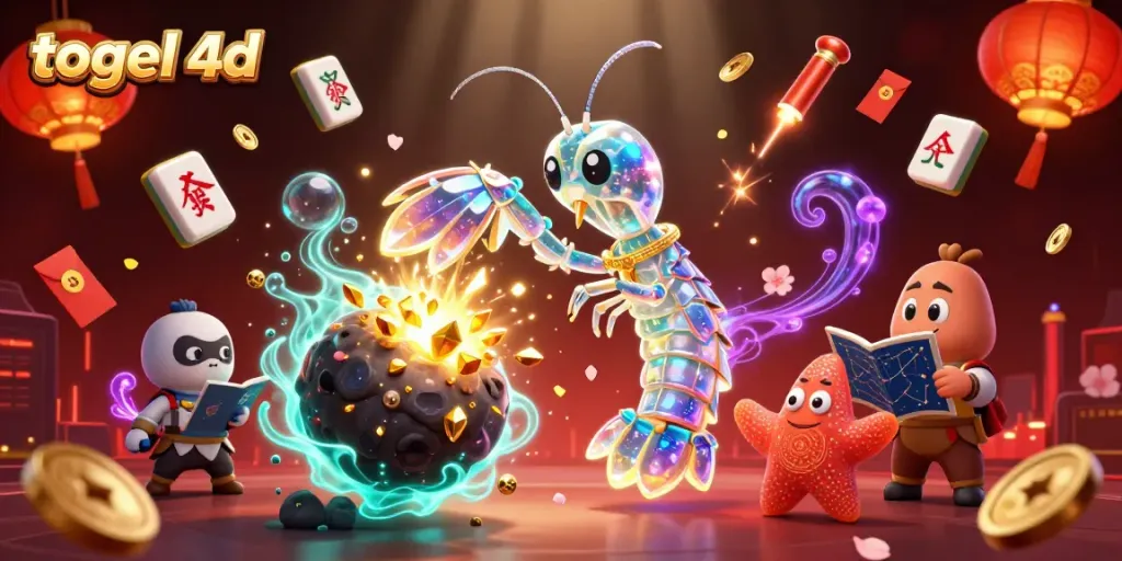 Engage with togel 4d excitement through a vibrant scene of galactic characters and casino elements.