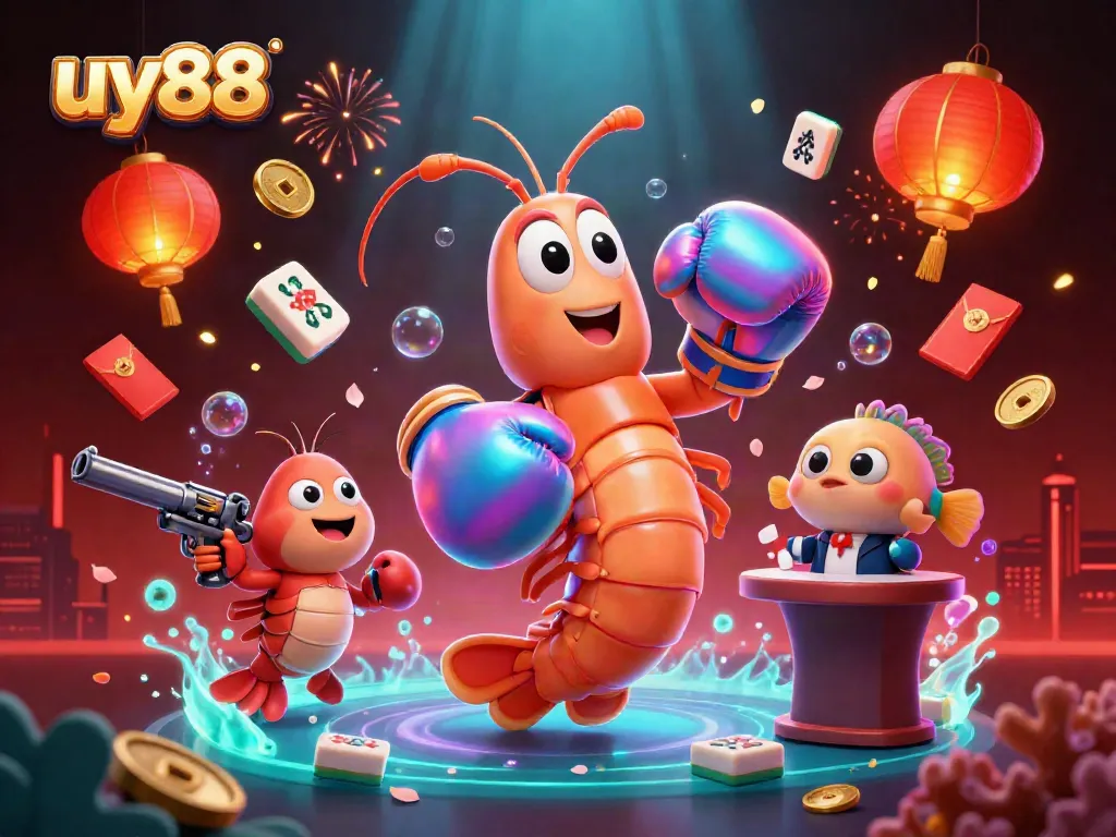 Engage in thrilling gaming activities at uy88 with a vibrant, action-packed 3D illustration.