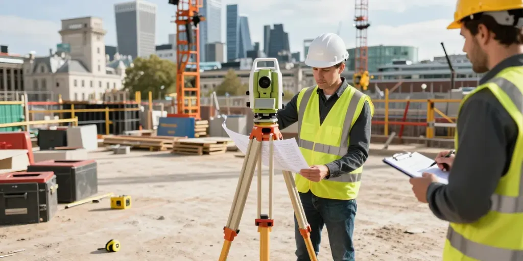 Measured Building Surveyors London conducting a laser survey on a construction site in London.