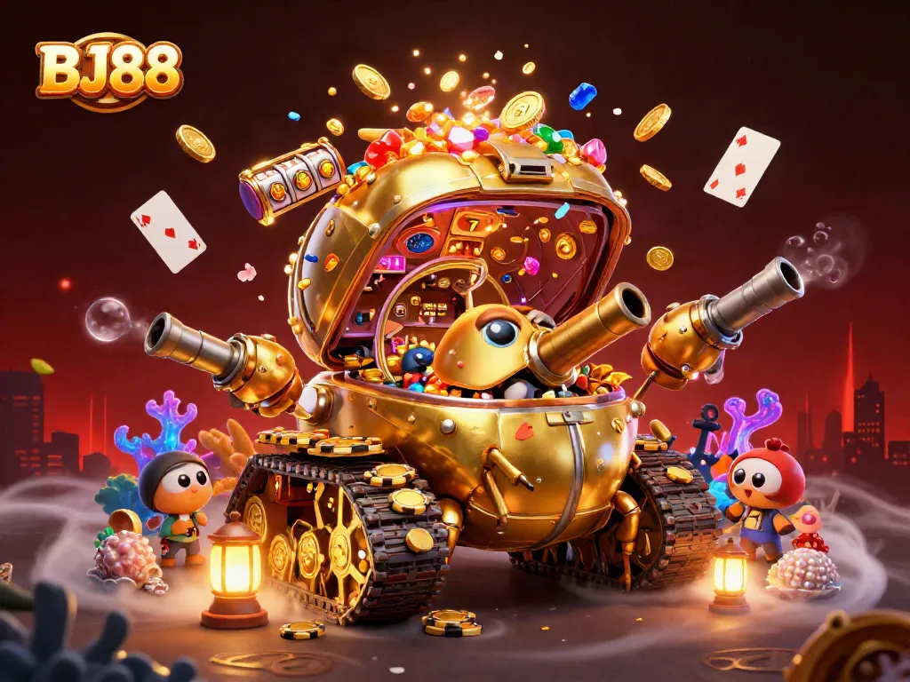 Experience the excitement of BJ88 with a lively casino scene featuring vibrant games and bonuses.