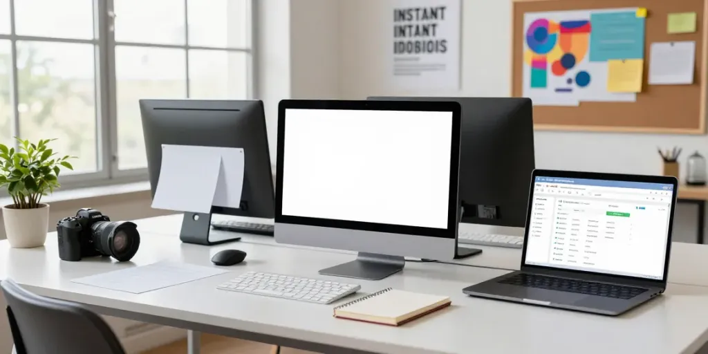 Content strategist analyzing instant indexing metrics at a modern desk