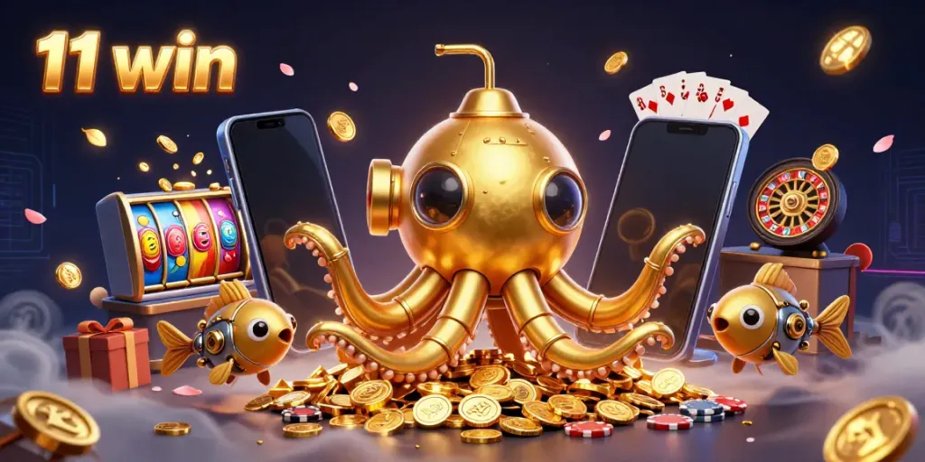 Experience the thrill of winning at 11 win with vibrant slot games and golden coins.