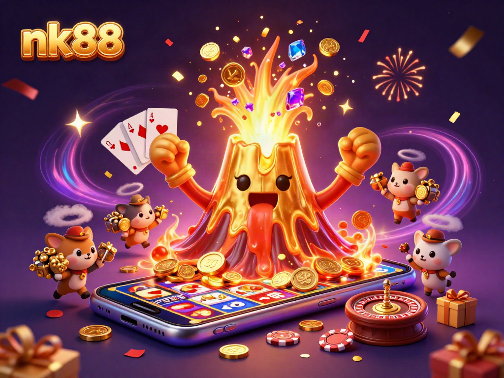 Spin the slots and win big with nk88's dynamic gaming scene showcasing thrilling action and treasures.
