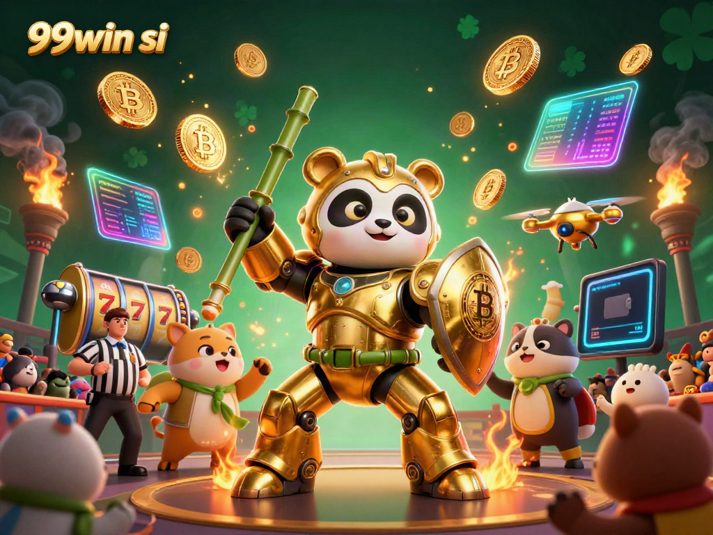 Experience exciting gameplay at 99win si with a vibrant 3D casino illustration featuring golden panda and dynamic elements.