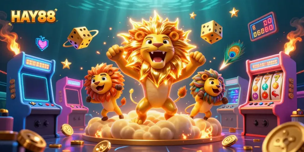 Experience winning thrills with HAY88's vibrant casino imagery filled with games and excitement.