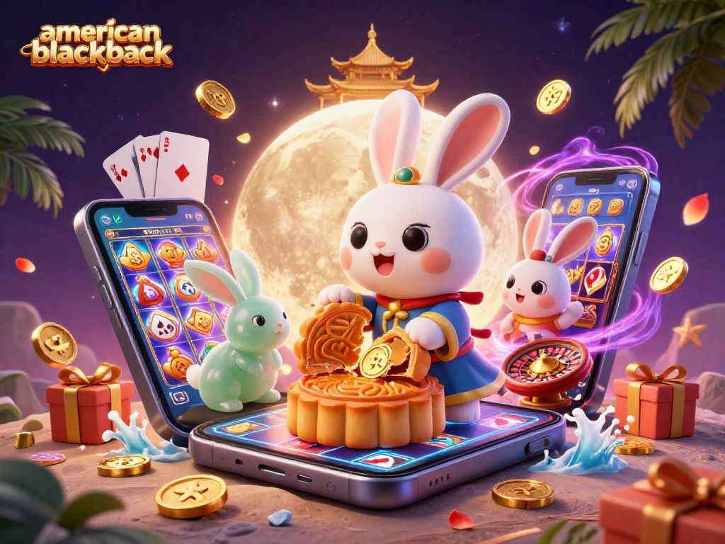 Experience the excitement of american-blackjack with a vibrant 3D casino illustration featuring playful elements and dynamic action.
