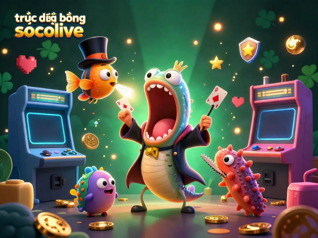 Engaging 3D illustration showing the excitement of trực tiếp bóng đá socolive featuring lively sea creatures and vibrant gaming elements.