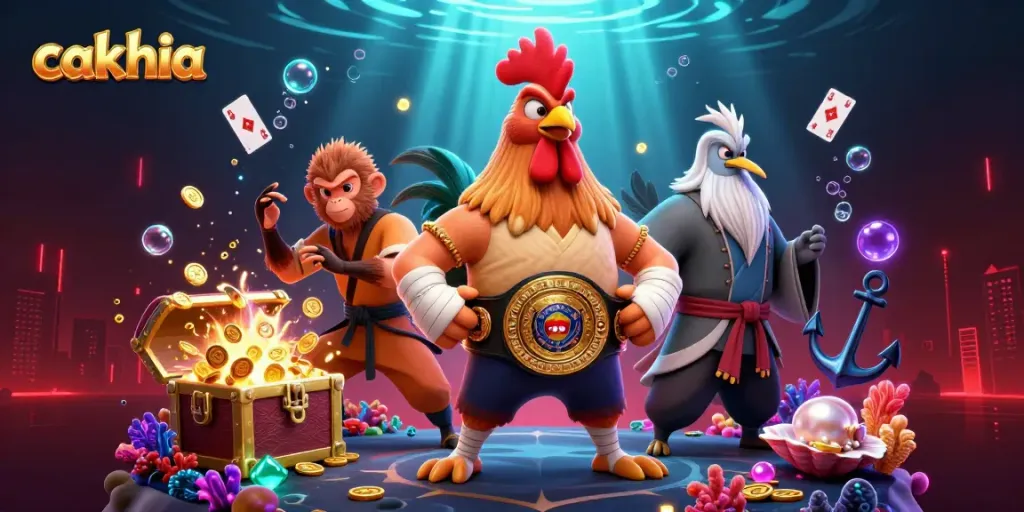 Cakhia engages players with a dynamic casino scene featuring traditional symbols and animated characters.
