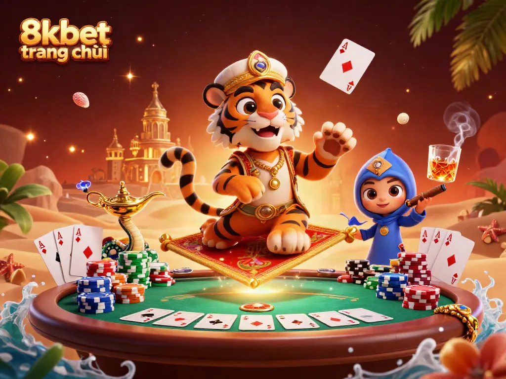 Engage with the vibrant world of 8xbet trang chủ through this captivating casino-themed illustration.