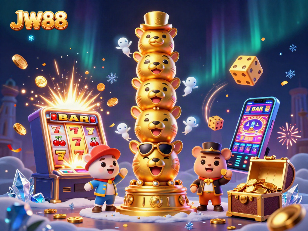 Engage with JW88's vibrant casino experience featuring dynamic jackpot elements and a golden totem