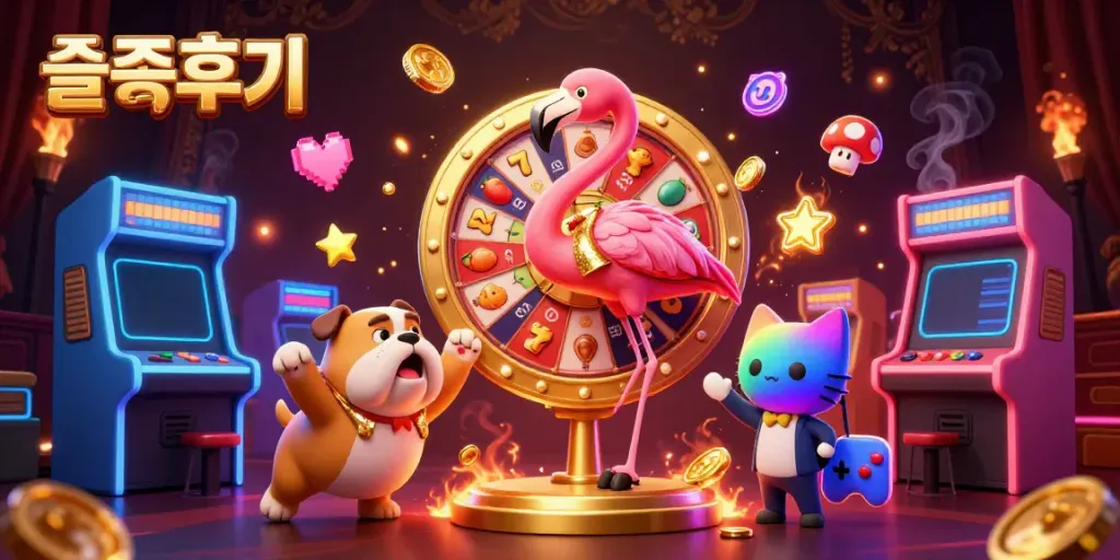 Experience the thrill of slot reviews with dynamic characters in an exciting casino setting.