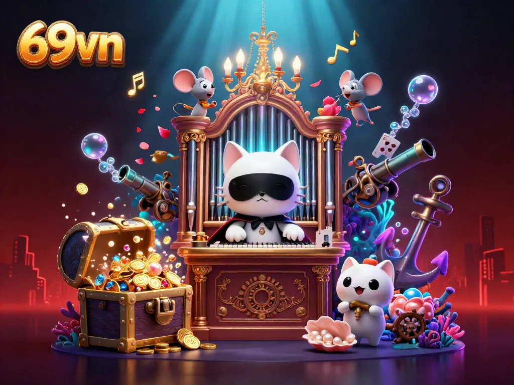 Experience thrilling games with 69vn's dazzling casino scene featuring captivating characters and rich gameplay elements.