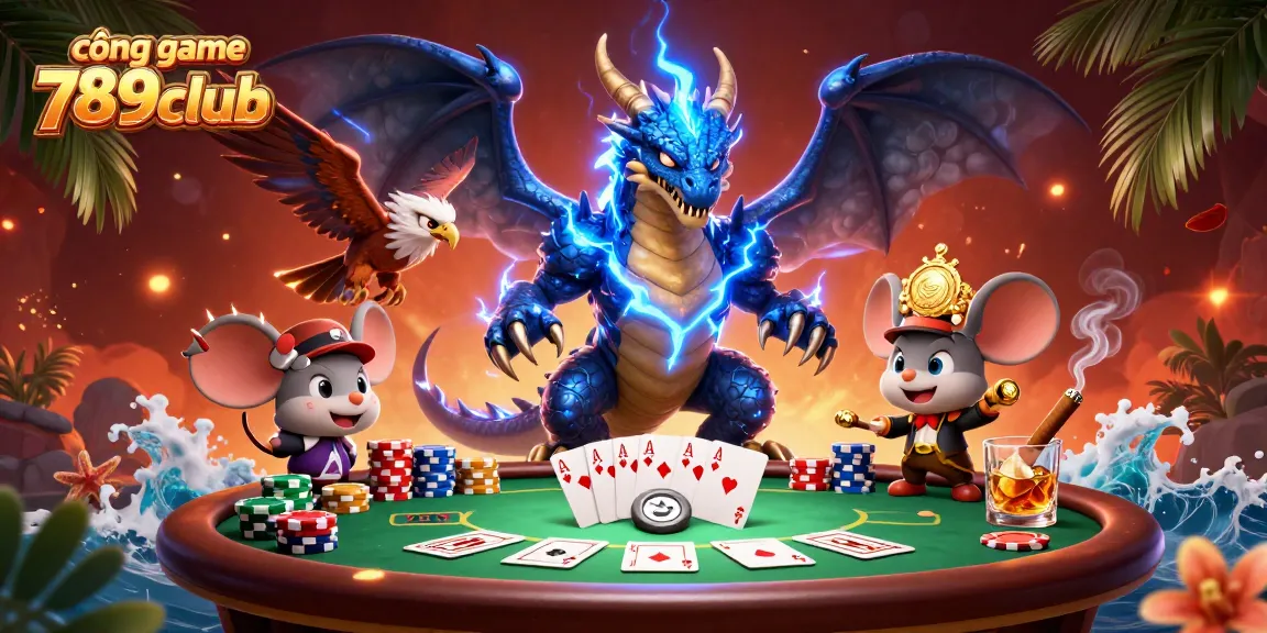 Experience thrilling gameplay at cổng game 789club with a charged atmosphere of poker excitement.