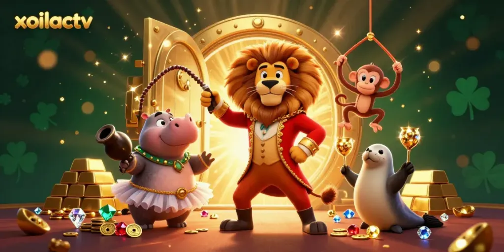 Experience thrilling gameplay at xoilactv with vibrant casino characters and sparkling treasures.