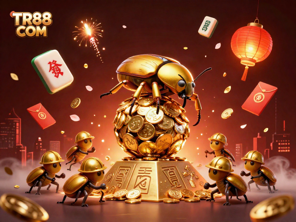 Engage in thrilling gaming adventures at TR88 COM with golden beetles and festive elements