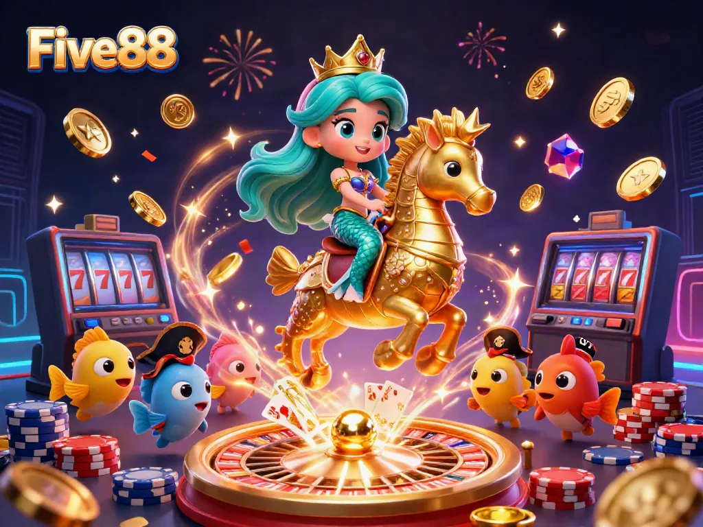 Experience thrilling gameplay at Five88 with a vibrant 3D underwater casino adventure featuring a mermaid princess.