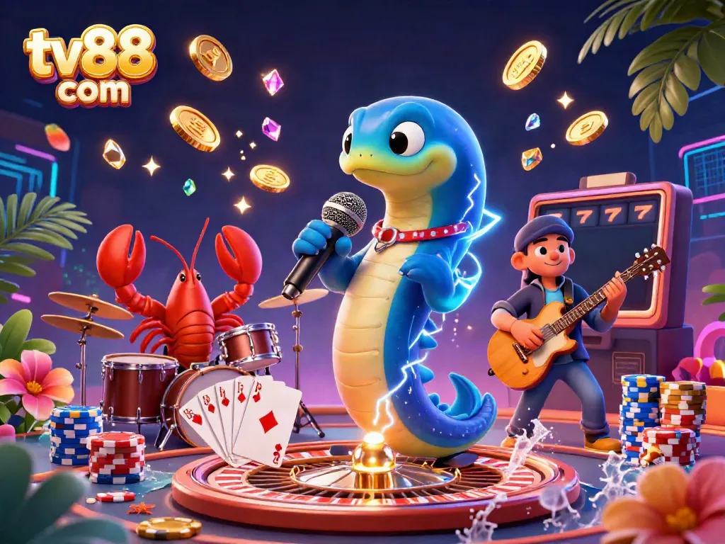 Experience thrilling games at tv88 com with a vibrant underwater casino scene featuring dynamic characters and sparkling elements.