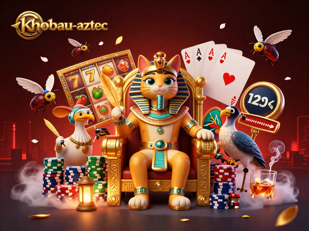 Experience the thrill of khobau-aztec in a vibrant 3D casino scene with thrilling slot features.