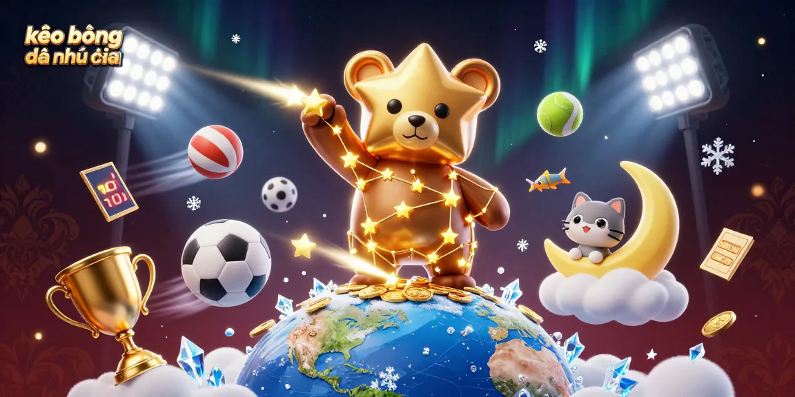 Bet on kèo bóng đá nhà cái with a dynamic 3D sports-themed illustration showcasing vibrant elements.