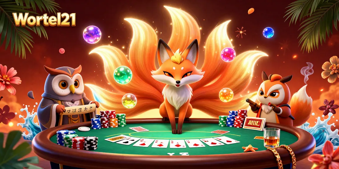 Engage with Wortel21’s thrilling casino visuals featuring vibrant poker action and enchanting characters.