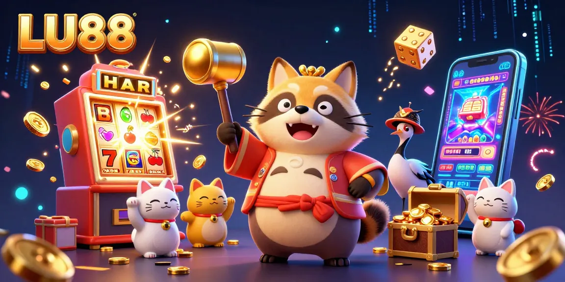 Experience LU88's vibrant casino theme with cheerful characters and thrilling gaming elements.