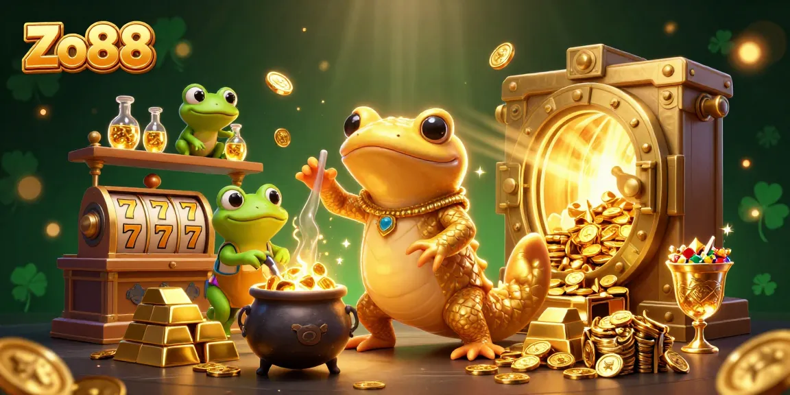 Spin slots and win gold at Zo88's vibrant casino featuring magical alchemists.