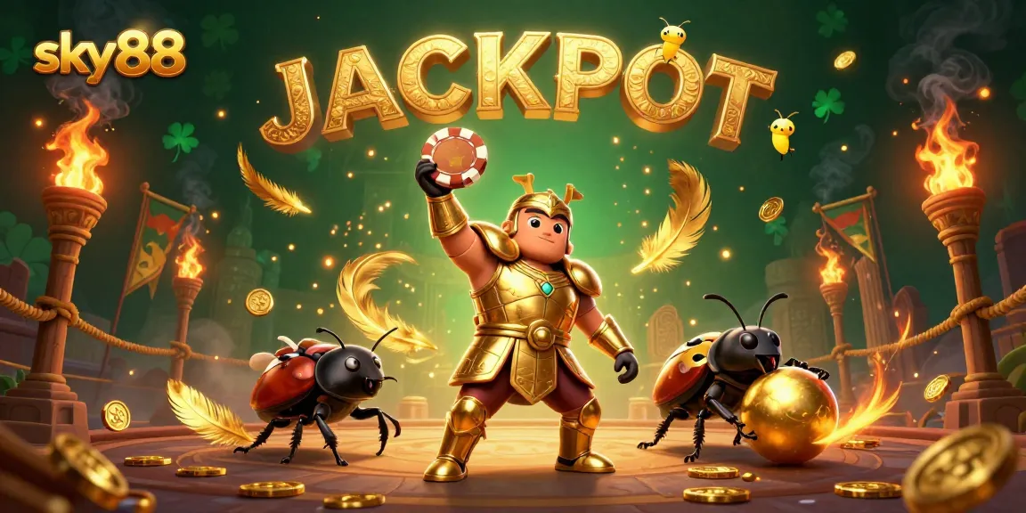 Experience the thrill of sky88's jackpot with vibrant colors and engaging characters in this 3D casino scene.