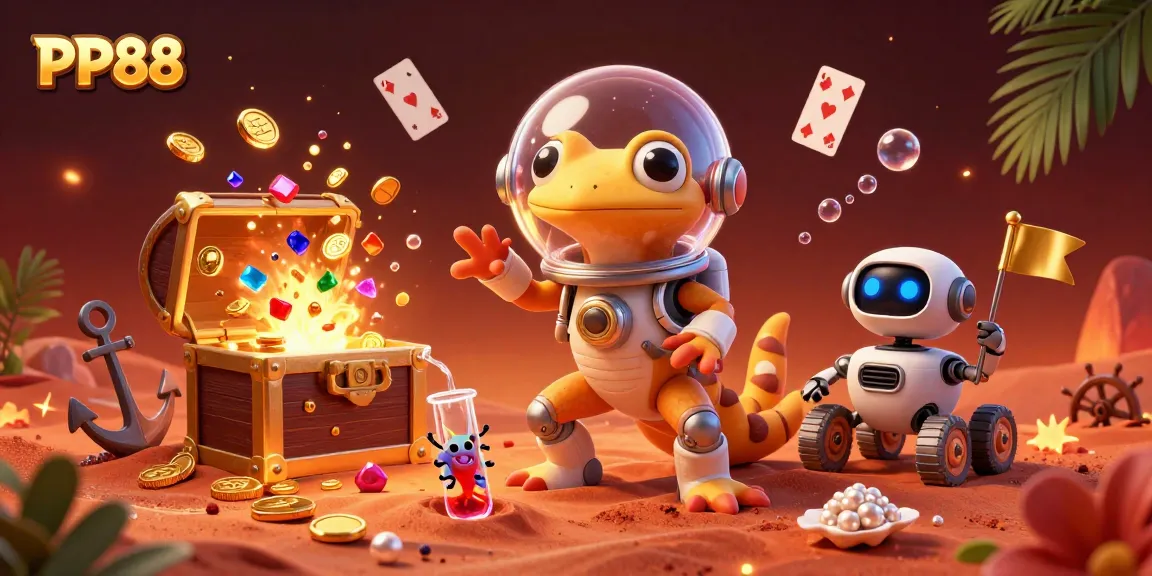 Experience the exhilarating adventures of PP88 in a golden casino, bursting with treasures and excitement.