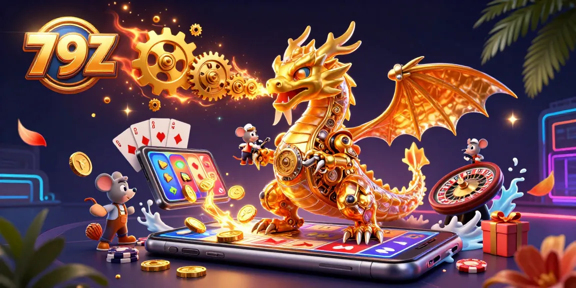 Unleash treasure with 79Z dragon-themed gaming extravaganza illustration.