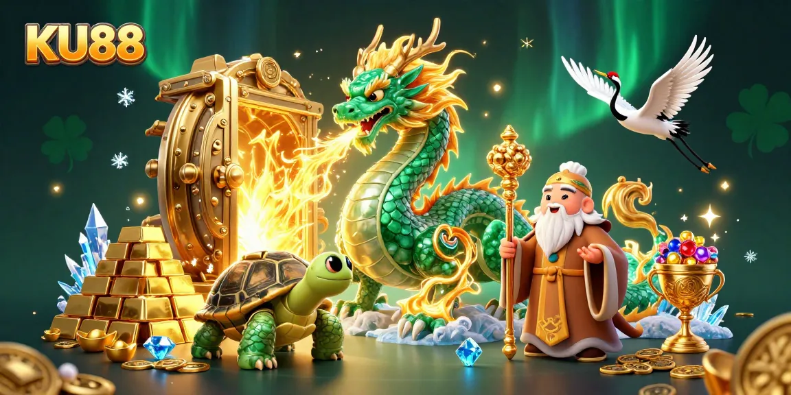 Experience thrilling gameplay at KU88 with a vibrant illustration showcasing epic casino elements.