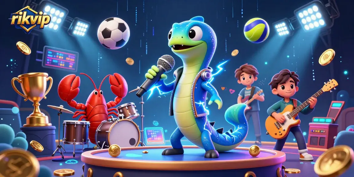 rikvip offers exciting underwater casino entertainment with vibrant characters and sports elements.