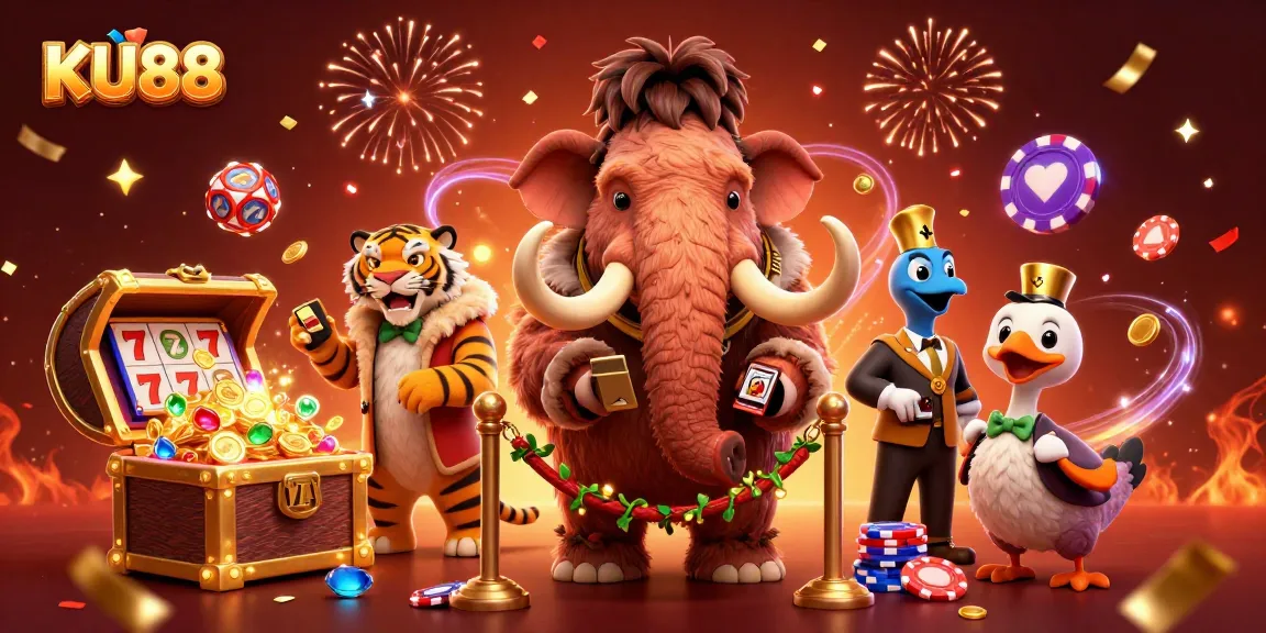 Engage in thrilling gaming experiences at KU88 with vibrant casino-themed characters and elements.