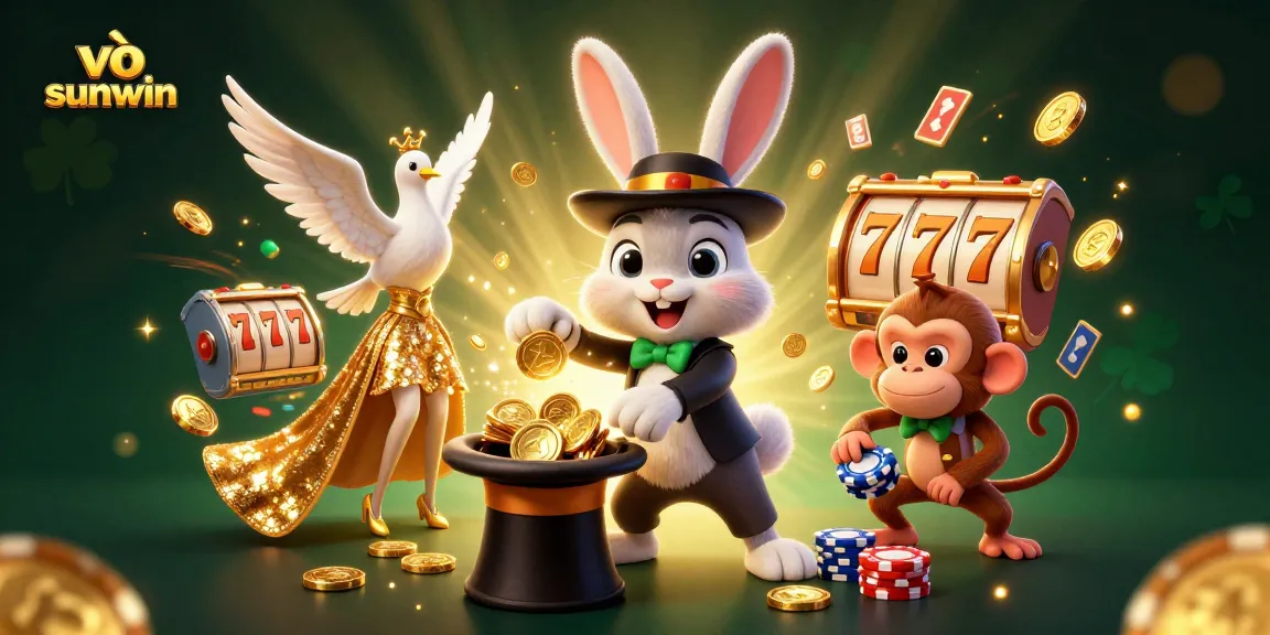 Experience magic with the magician rabbit at vào sunwin, pulling luck and golden coins in a bustling casino scene.