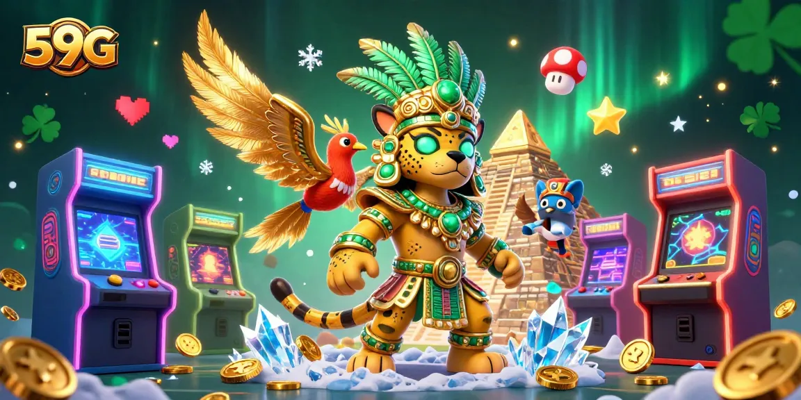 Engage in thrilling jackpots at 59G with colorful games and dynamic 3D characters in a vibrant casino atmosphere.