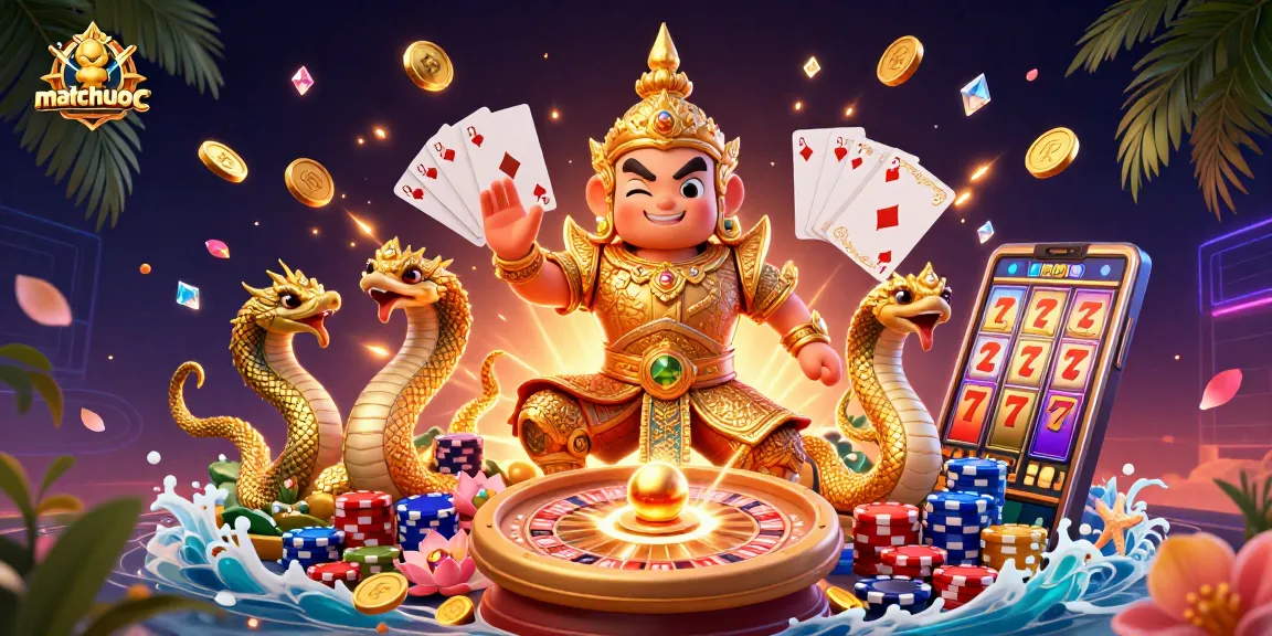 Spin to win with matchuoc's exciting gaming action featuring vibrant casino elements.