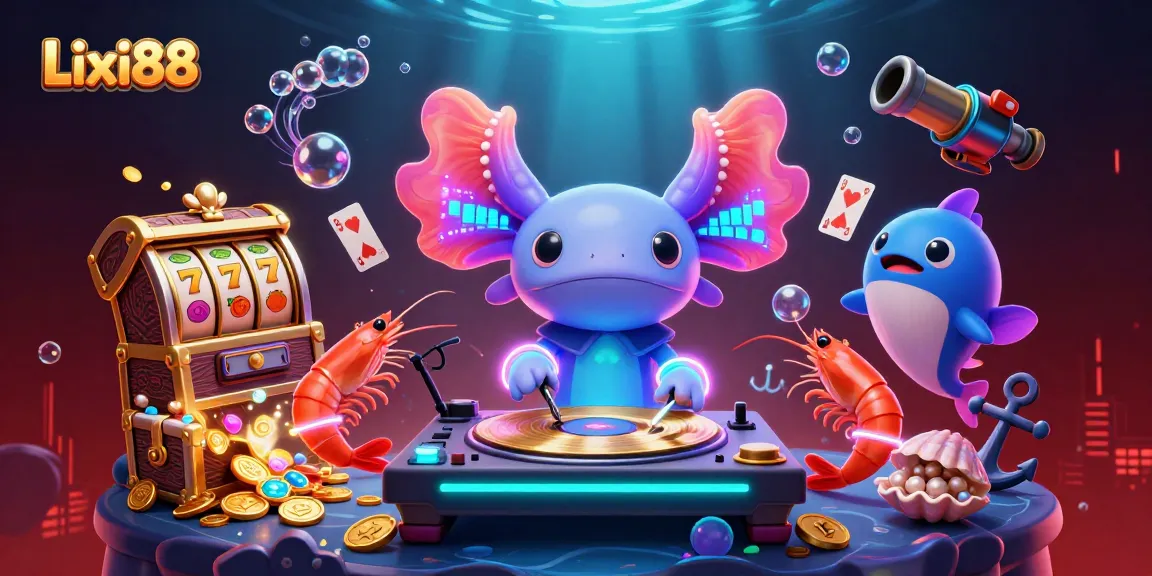 Experience dynamic gaming with Lixi88's vibrant underwater casino scene featuring colorful characters and treasures.