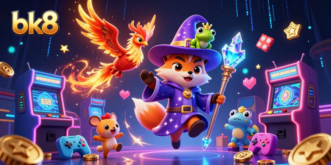 Engage in thrilling gaming action with bk8's vibrant, magical casino scene full of excitement and energy.